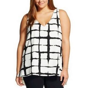 ADAM LIPPES Cream Sleeveless V-Neck Tunic Blouse NWT